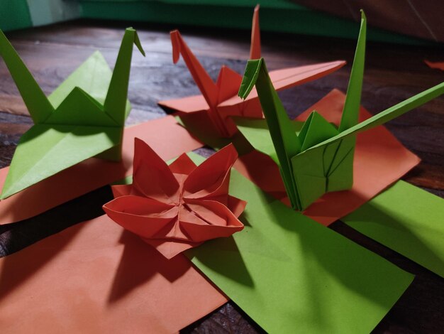 Foto nahaufnahme von origami-papierkran-origami