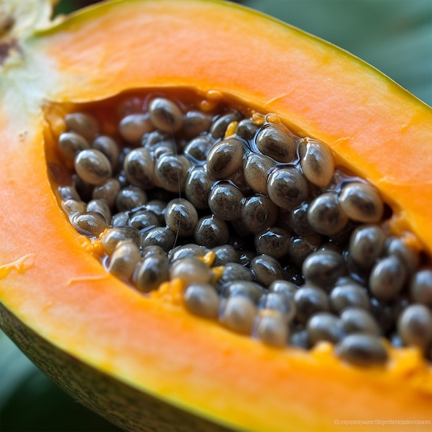 Foto nahaufnahme von papaya-fruchtsamen