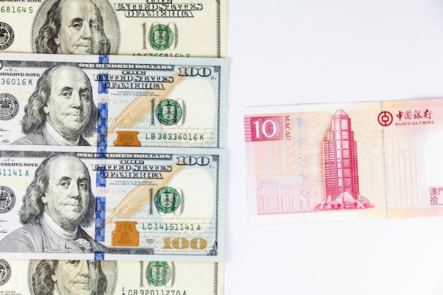 Foto nahaufnahme von papierwährungen auf weißem hintergrund