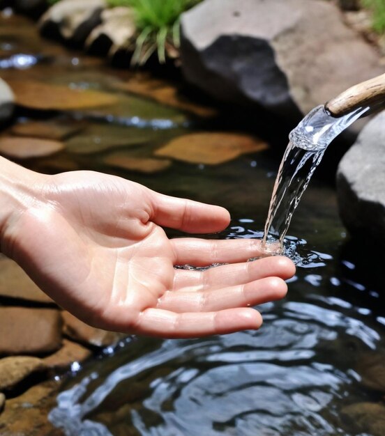 Nahaufnahme von Personen, die mit der Hand klares Wasser fangenHD 8K Tapeten Fotografisches Bild