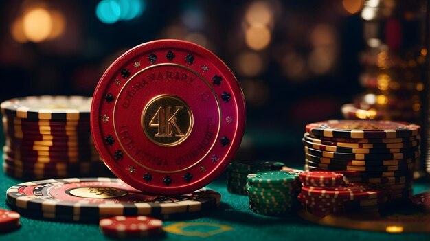 Nahaufnahme von Pokerchips im Casino