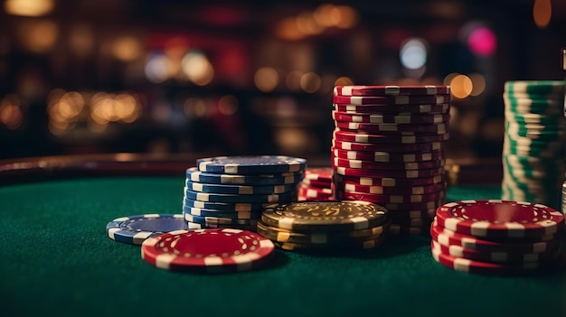 Nahaufnahme von Pokerchips im Casino