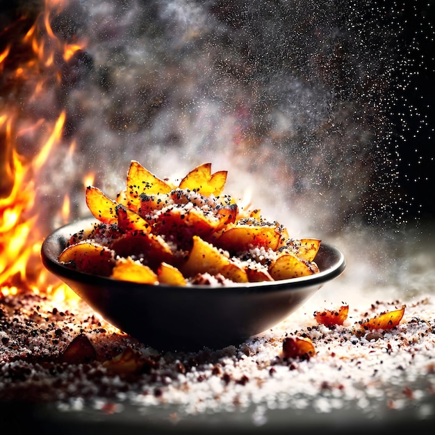 Foto nahaufnahme von pommes frites, generative ki