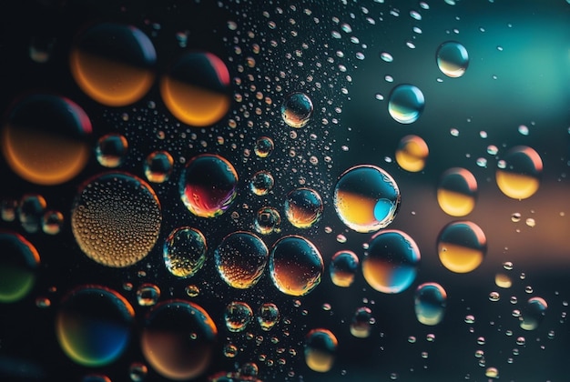 Nahaufnahme von Regentropfen auf Glas für generative ai im Hintergrund