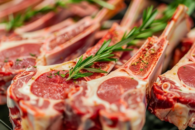 Nahaufnahme von rohem Fleisch auf dem Regal