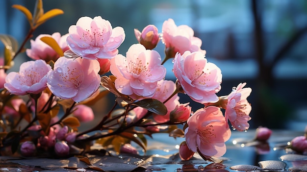 Foto nahaufnahme von rosa kirschblüten