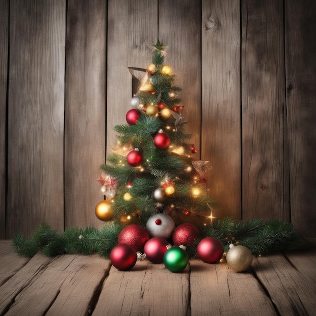 Nahaufnahme von roten und grünen Weihnachtsbaumschmuck vor einem defokussierten Lichthintergrund
