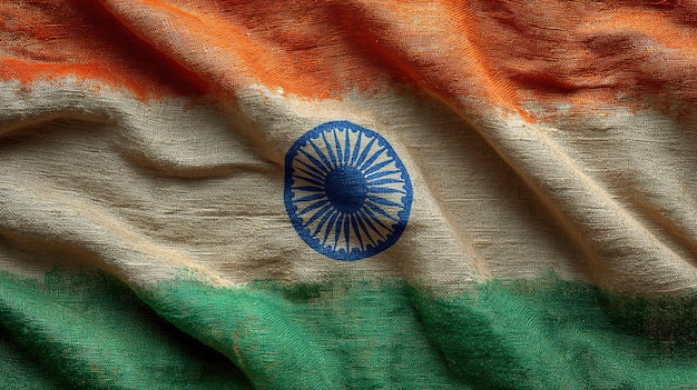 Foto nahaufnahme von ruffled india flag grunge indian flag texture