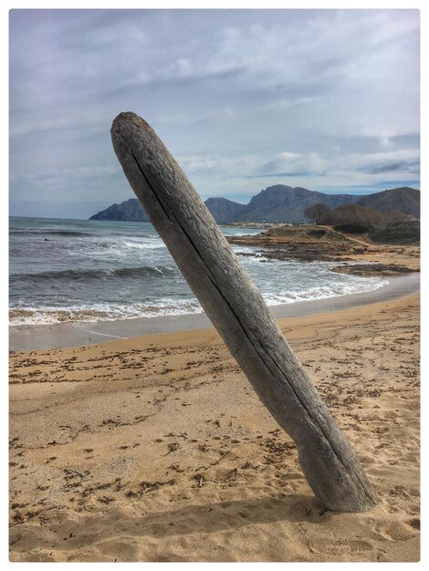 Foto nahaufnahme von sand am strand gegen den himmel