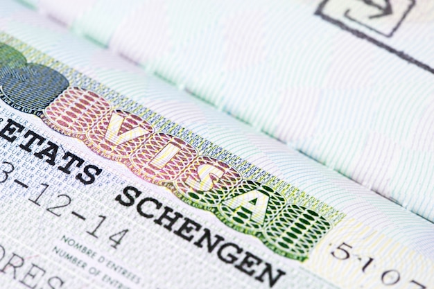 Nahaufnahme von Schengen Visum