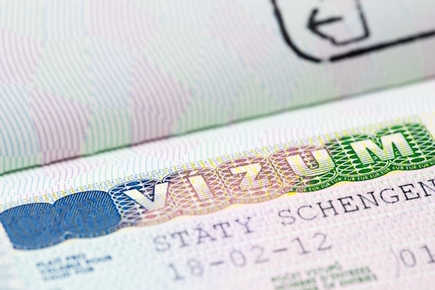 Nahaufnahme von Schengen Visum