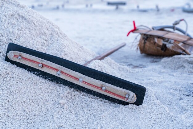 Foto nahaufnahme von schnee an land