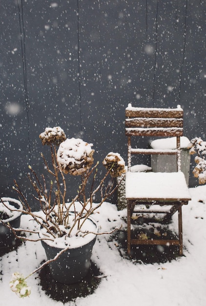 Foto nahaufnahme von schnee auf dem boden im winter