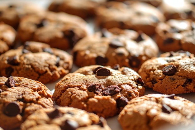 Nahaufnahme von Schokoladen-Chip-Cookies Cookies-Hintergrund Generative KI