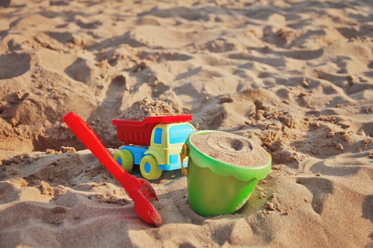 Foto nahaufnahme von spielzeug am strand