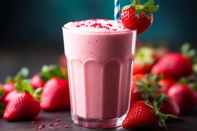 Nahaufnahme von Strawberry Milkshake Strawberry Bilderfotografie