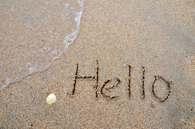 Nahaufnahme von Text auf Sand
