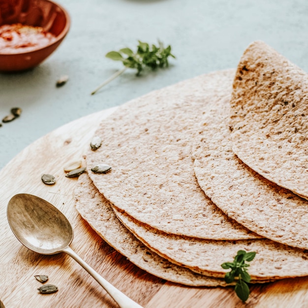 Nahaufnahme von Tortilla Wraps Food-Fotografie