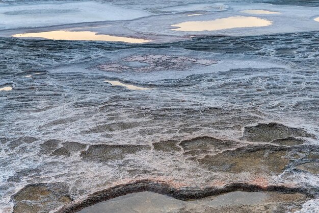 Nahaufnahme von Travertin-Terrassen in der Türkei Pamukkale