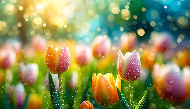 Nahaufnahme von Tulpenblumen mit Bokeh-Hintergrund