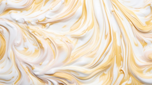 Nahaufnahme von Vanille-Eis Textur gefrorene weiß-gelbe Gelato-Oberfläche Lebensmittel-Hintergrund Generative KI