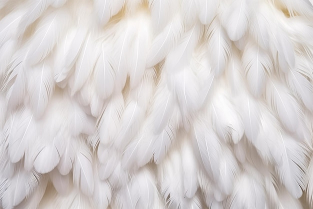 Nahaufnahme von weißen Entenfedern, die eine flaumige Textur verleihen
