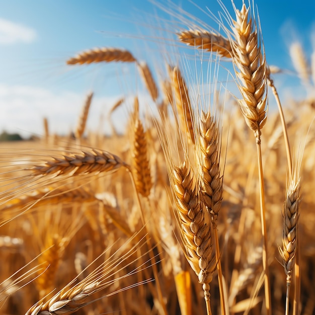 Nahaufnahme von Weizenohren Weizenfeld an einem Sommertag Erntezeit