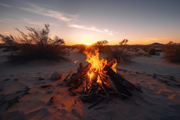 Nahaufnahmefoto des Lagerfeuers mit generativer ai der schönen Naturansicht