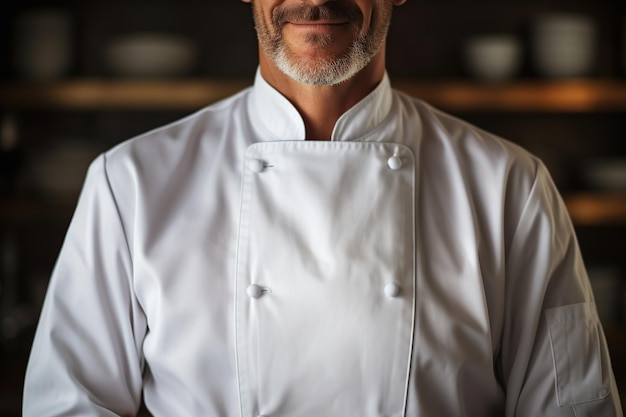 Nahaufnahmefoto eines Kochmannes in weißer Uniform