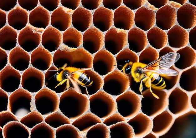 Nahaufnahmewabe mit bienengenerativer ai