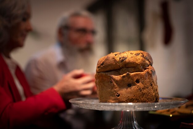 Nahaufnahmeweihnachtsleckerer Panettone