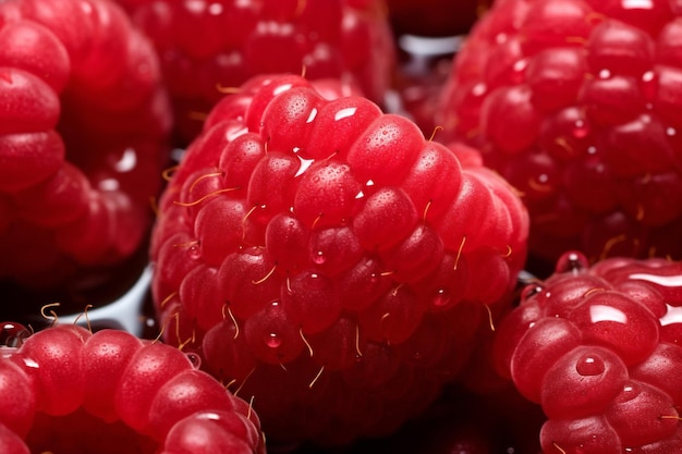 Nahrung Sommer rote Himbeere essen organische Makrobärchen reife Früchte