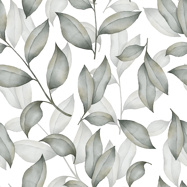 Nahtlose Aquarell Blumenmuster Blätter und Zweige Hintergrund für Textilien
