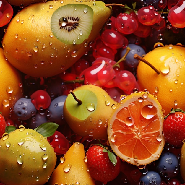 Nahtlose frische Früchte mit Wassertropfenmuster saftige Köstlichkeiten