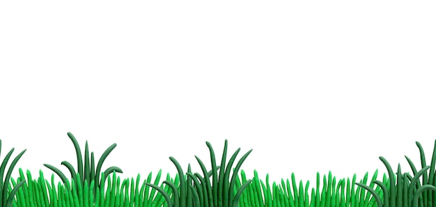 nahtlose Grenze 3D-Darstellung aus Plastilin grüne Rasenbüsche Plastilinlandschaft