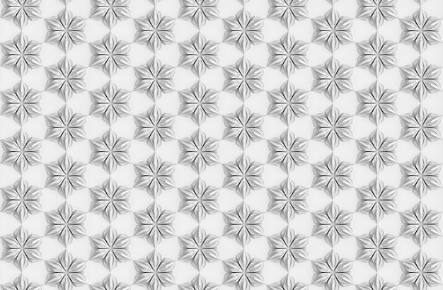 Nahtlose leichte Textur von dreidimensionalen eleganten Blütenblättern basierend auf der 3D-Illustration des sechseckigen Gitters