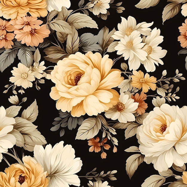 Nahtlose Muster Vintage-Blumenillustration für Druck und Textil