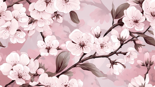 Nahtlose Musterillustration Sakura Blossom Blumen