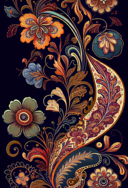 Nahtlose Paisley-Batik-Muster-Blume