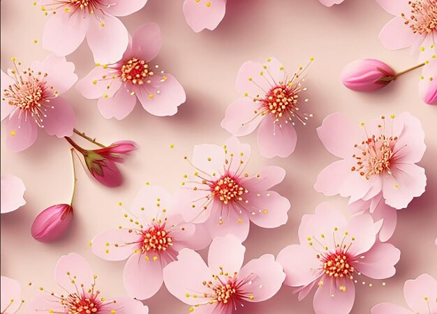Nahtloser floraler Stoffmusterhintergrund mit blühenden Kirschblütenblütenblättern für Mädchen