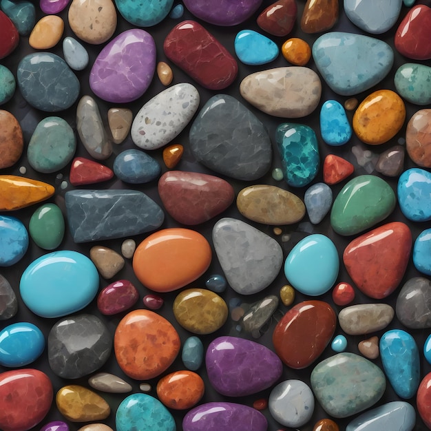 Nahtloser Hintergrund mit bunten Steinen 3D