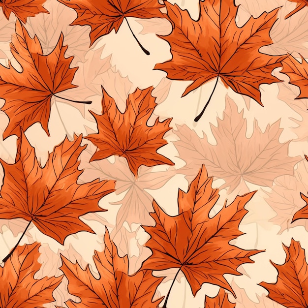 Nahtloser Hintergrund mit Herbstblättern, generativer KI