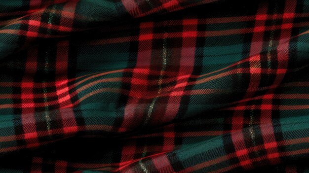 Foto nahtloser karierter schottenstoff in rot, grün und schwarz, perfekt für hemden oder tischdecken mit einem klassischen schottischen karomuster. auch ideal als vielseitiger hintergrund oder tapete