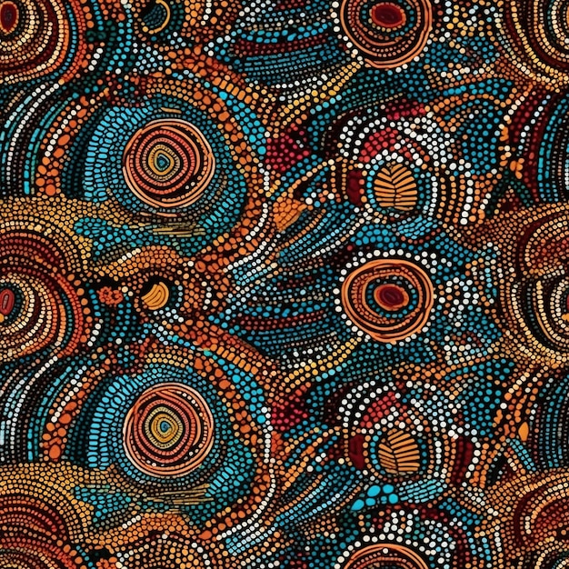 Nahtloses Aborigine-Muster, Fliesendesign, generative KI