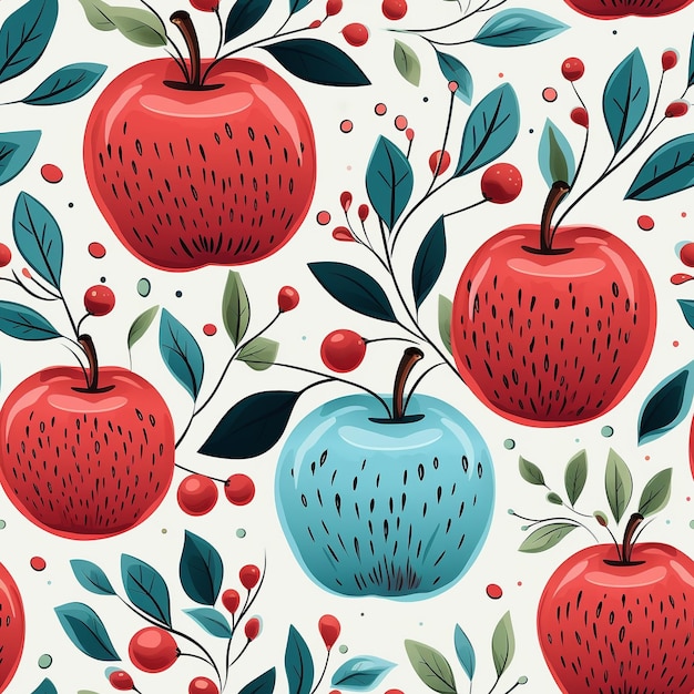 Nahtloses Apfelmuster Banner Tapeten einfacher Hintergrund generativ ai