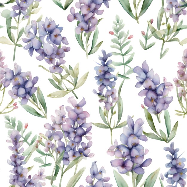Nahtloses Aquarellmuster mit Lavendel Floraler Illustrationshintergrund Generierte AI