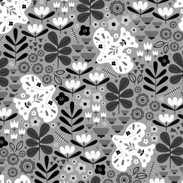 nahtloses Blumen-Dudle-Hintergrund-Design-Muster-Illustration