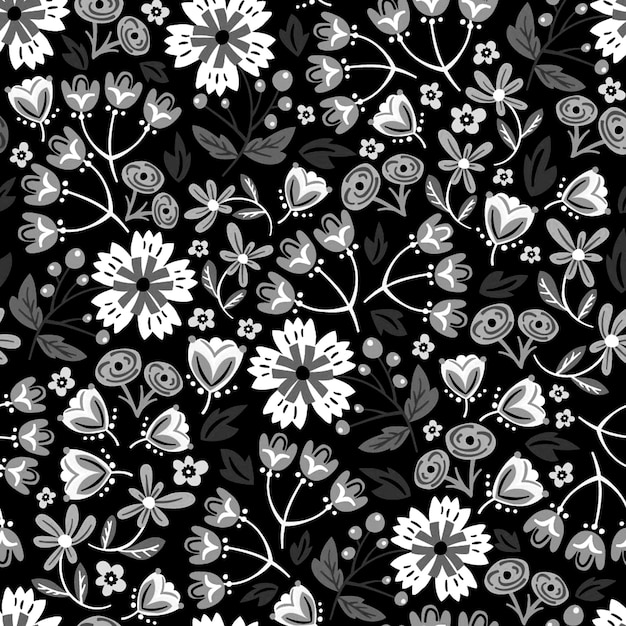 nahtloses Blumen-Dudle-Hintergrund-Design-Muster-Illustration