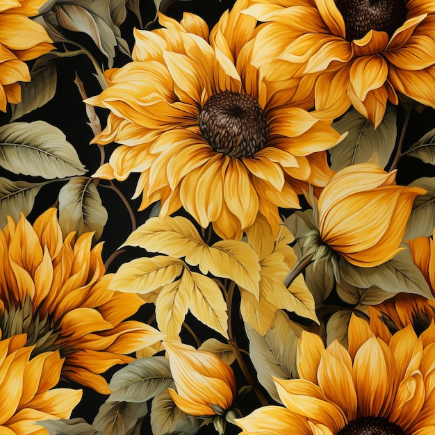 Nahtloses Blumenmuster mit Sonnenblumen auf sommerlichem Hintergrund
