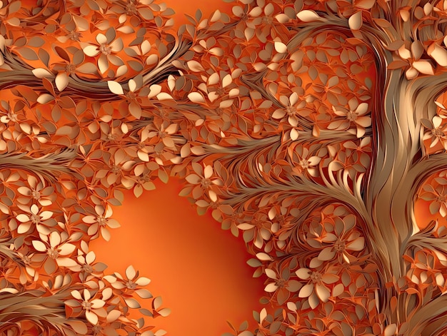 Nahtloses botanisches Muster mit generativer KI des goldenen Baumes